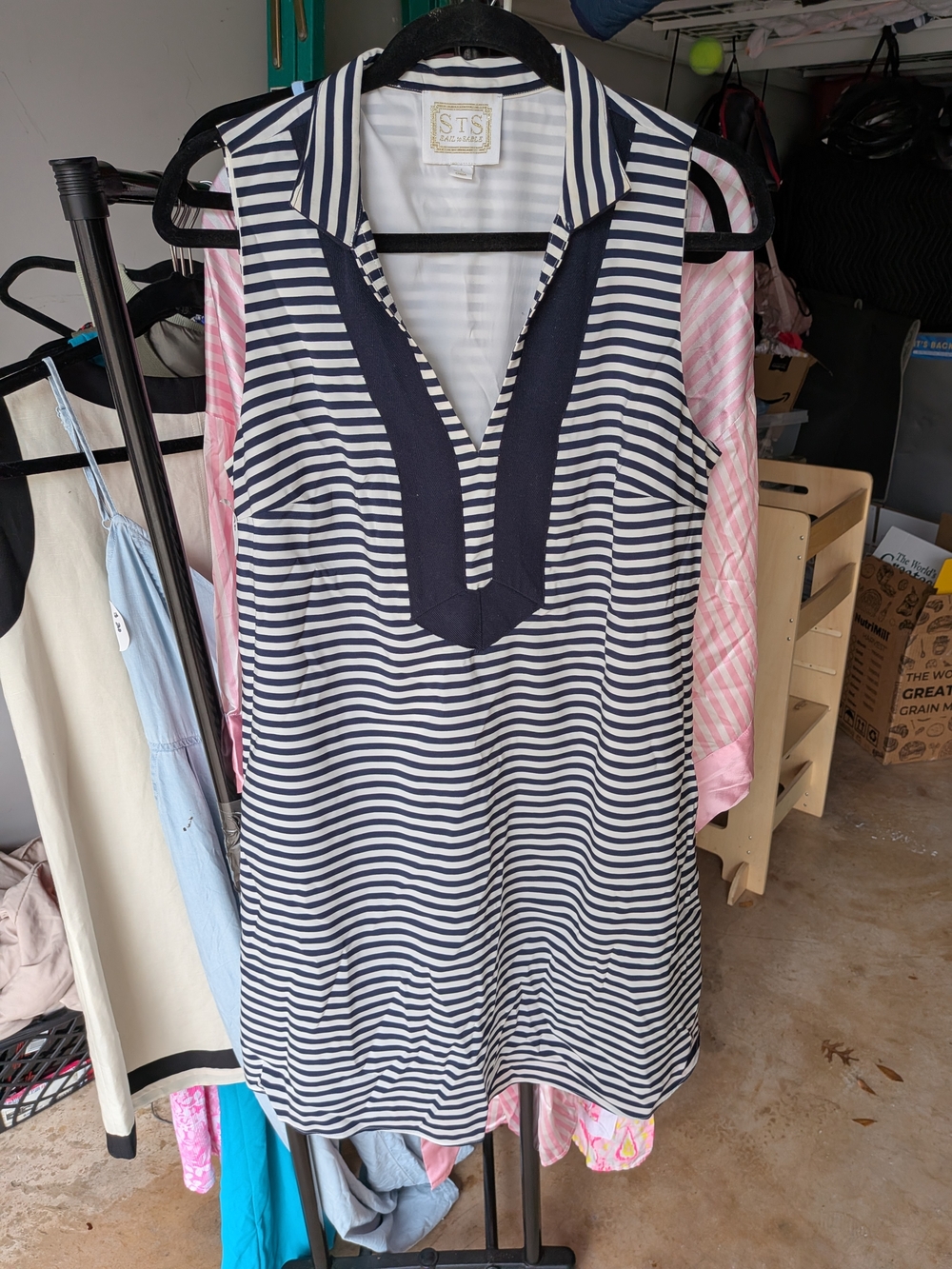 Sail to Sable Navy and White Striped V-Neck Tunic